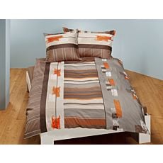 Parure de lit au mélanges de rayures anthracite-rouille – Taie d'oreiller – 50x70 cm