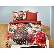Parure de lit avec paon et grand motif floral