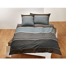 Linge de lit à motif rayé bleu-gris – Fourre de duvet – 160x210 cm