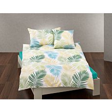 Linge de lit orné de feuilles de palmier vertes – Taie d'oreiller – 65x65 cm