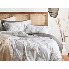 Parure de lit gris avec un beau motif floral