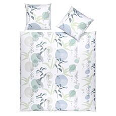 Linge de lit aux plantes délicates en tons pastel