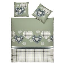 Linge de lit avec motifs de cœur et design à carreaux rustique