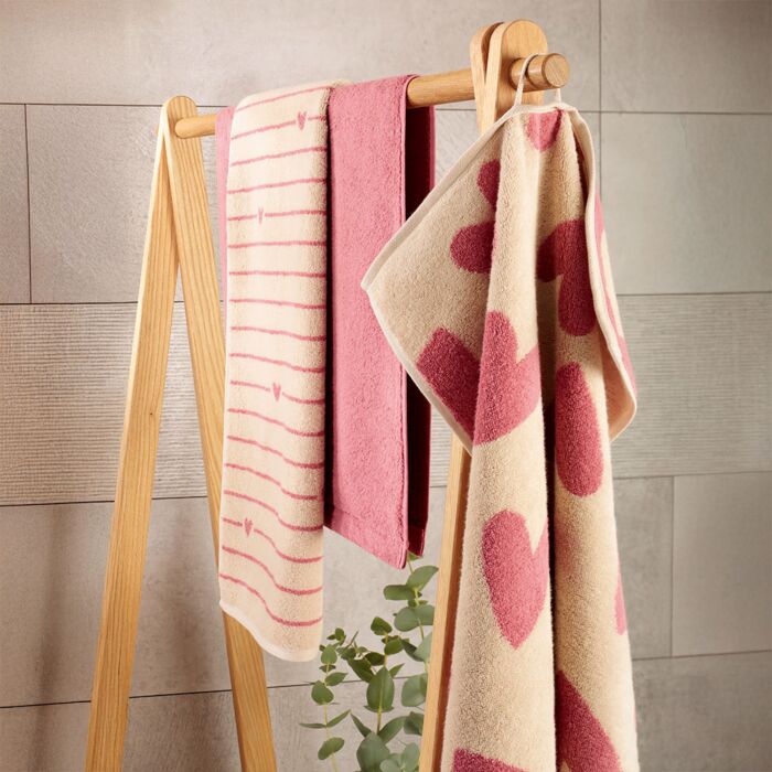 Linge éponge Cawö Lines & Hearts avec motif raffiné de lignes et de cœurs tissés