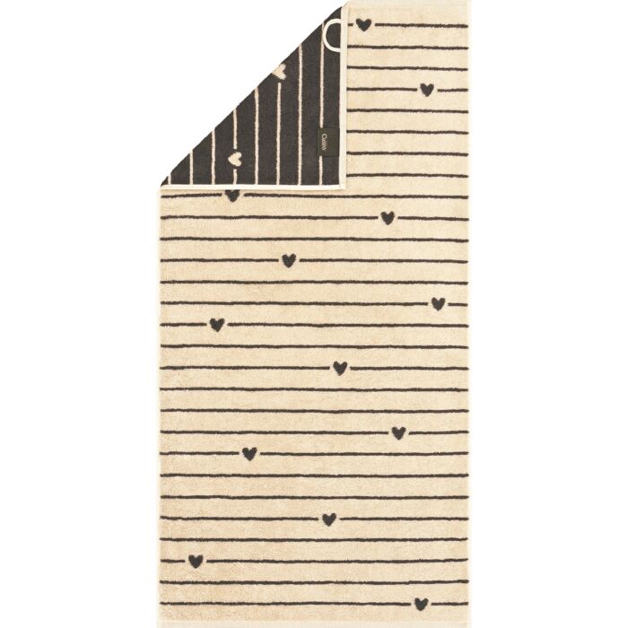 Linge éponge Cawö Lines & Hearts avec motif raffiné de lignes et de cœurs tissés