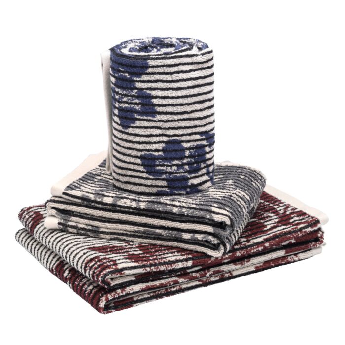 Linge éponge de haute qualité à rayures verticales et motif floral