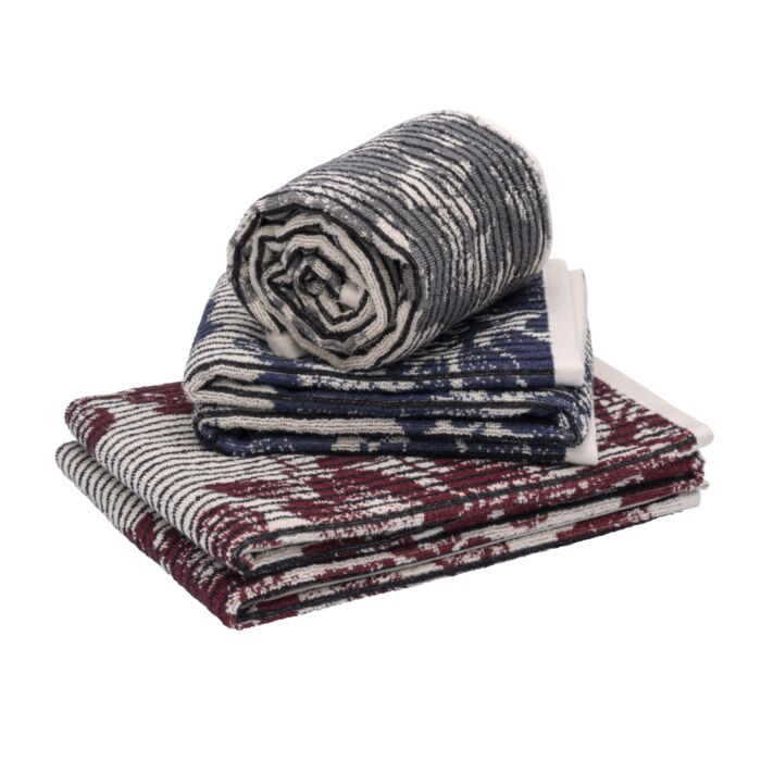 Linge éponge de haute qualité à rayures verticales et motif floral