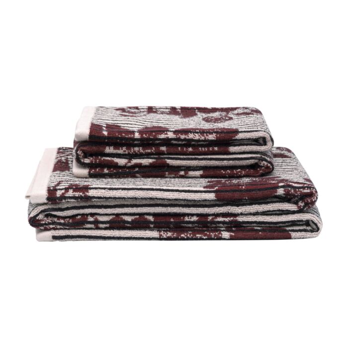 Linge éponge de haute qualité à rayures verticales et motif floral