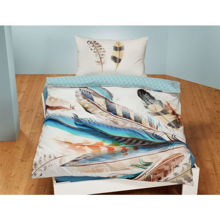 Parure de lit avec gros motif de plumes main product photo
