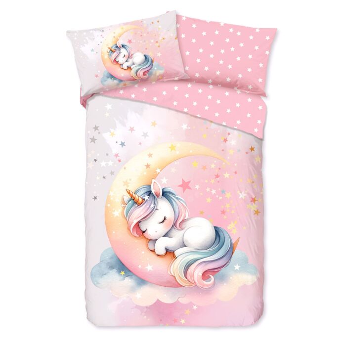 Parure de lit avec licorne magique et lune main product photo