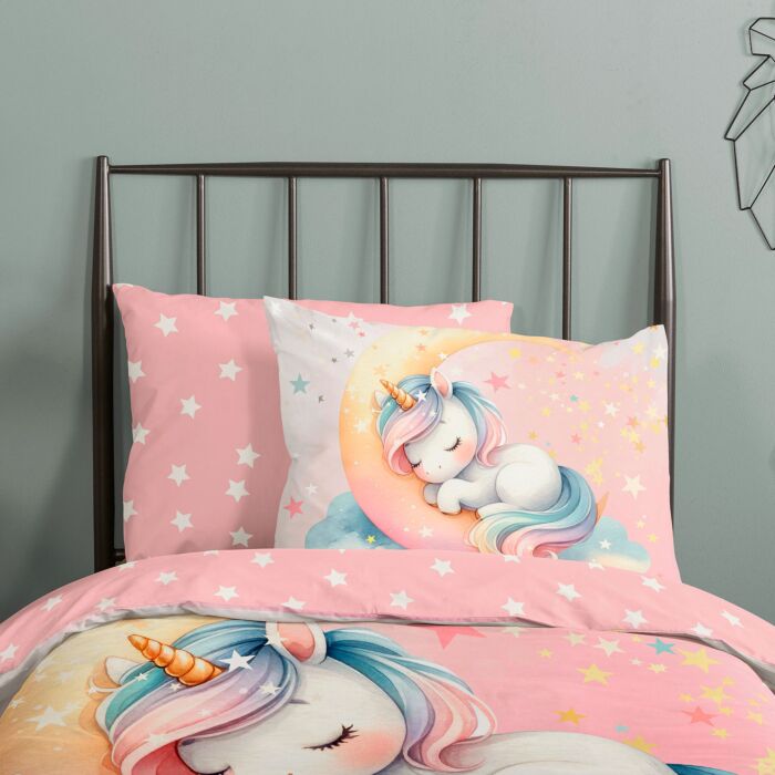 Parure de lit avec licorne magique et lune