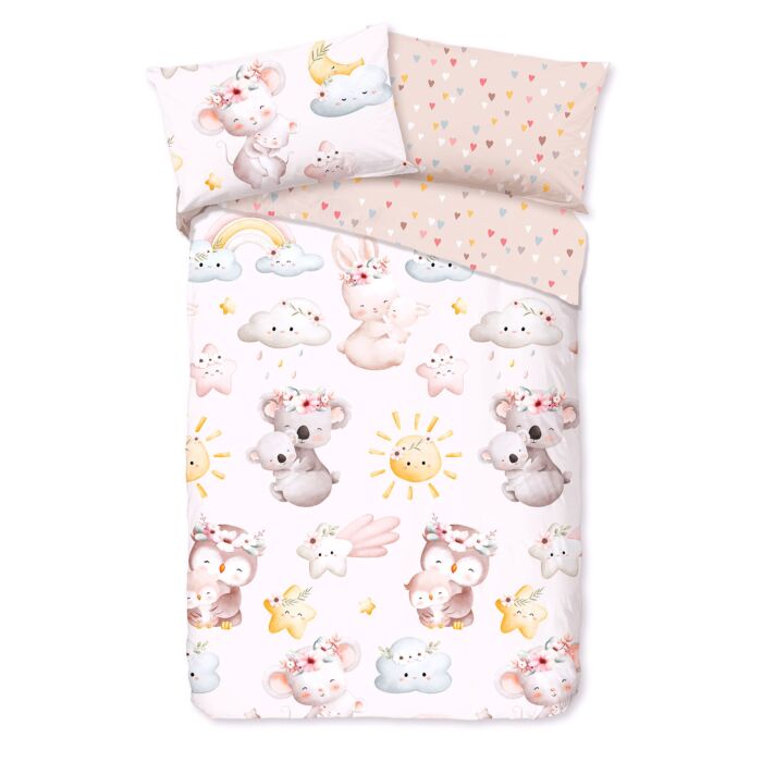 Parure de lit avec tendres familles d’animaux main product photo