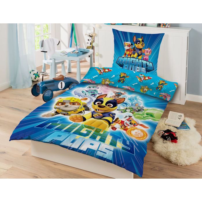 Parure de lit agrémenté des stars des "Paw Patrol Mighty Pups" main product photo