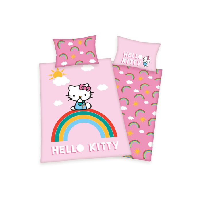 Linge de lit avec "Hello Kitty" sur un arc-en-ciel main product photo