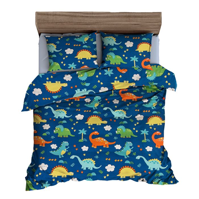 Parure de lit joyeuse avec des dinosaures main product photo