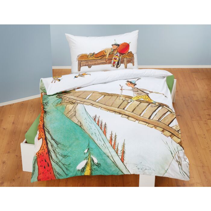 Parure de lit avec Schellen-Ursli sur pont de bois main product photo