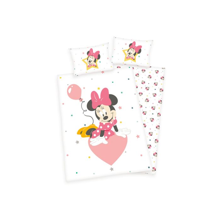 Parure de lit avec Minnie Mouse sur un cœur rose avec ballon main product photo
