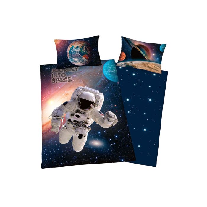 Parure de lit avec astronaute et inscription "Journey into Space" main product photo