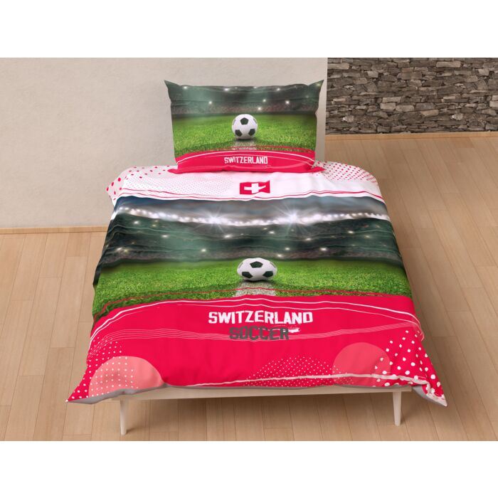 Parure de lit Switzerland Soccer avec ballon de foot main product photo