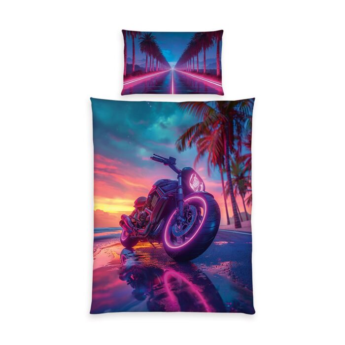 Parure de lit coucher de soleil néon main product photo