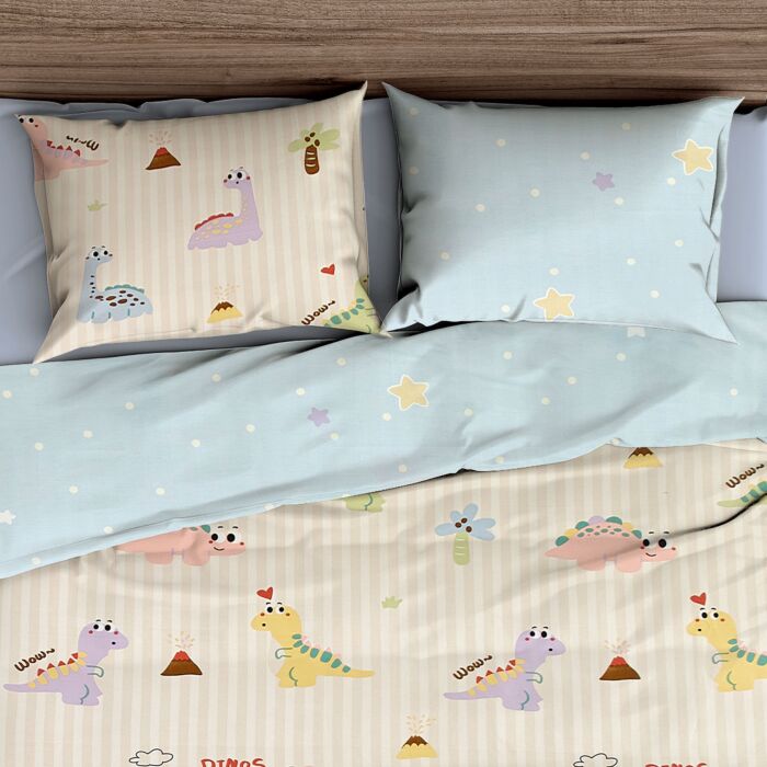 Linge de lit avec des dinosaures joyeux