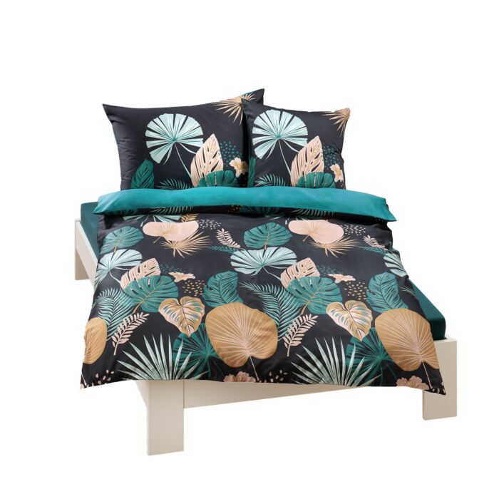 Linge de lit élégant en satin au motif gingko main product photo