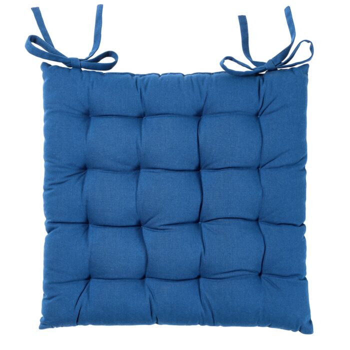 Coussin d'assise surpiqué en coton avec attaches