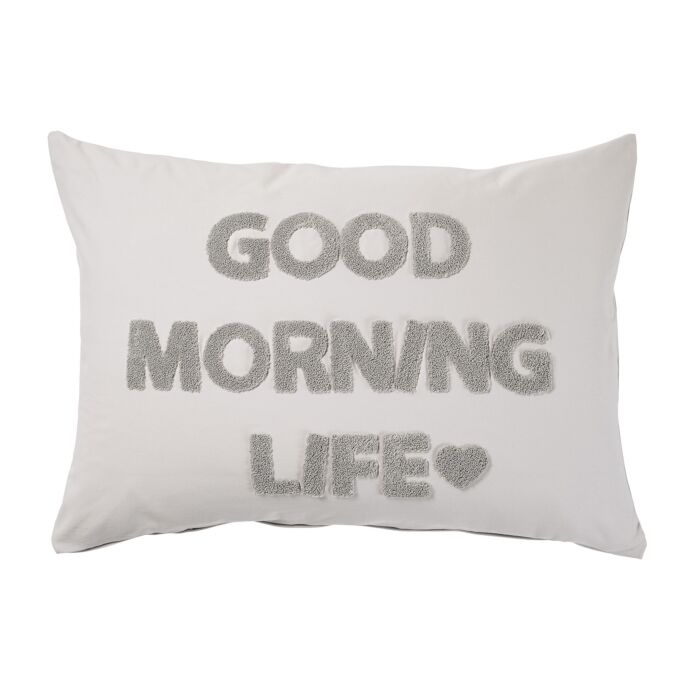 Housse de coussin en jersey avec broderie bouclée