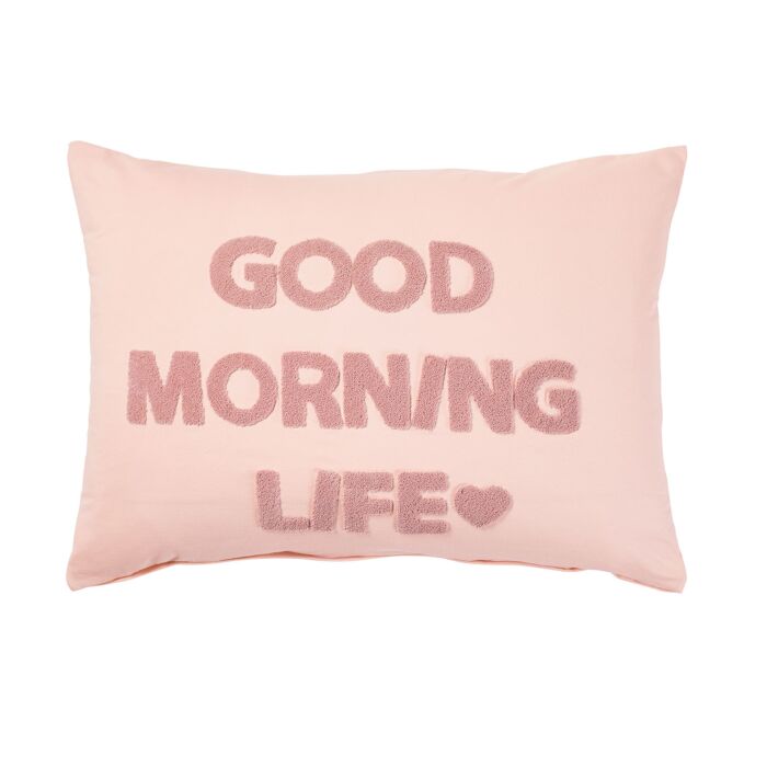 Housse de coussin en jersey avec broderie bouclée