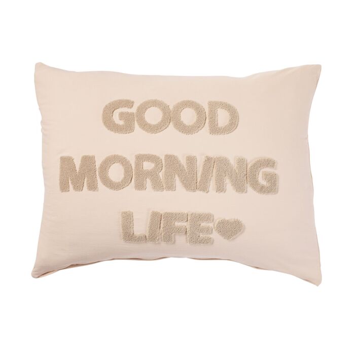 Housse de coussin en jersey avec broderie bouclée