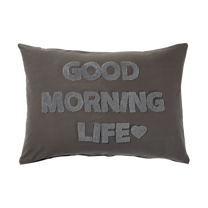 Housse de coussin en jersey avec broderie bouclée