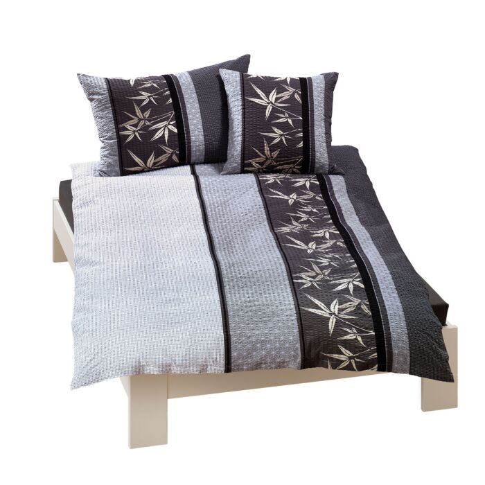 Linge de lit en seersucker avec un dessin contrasté main product photo