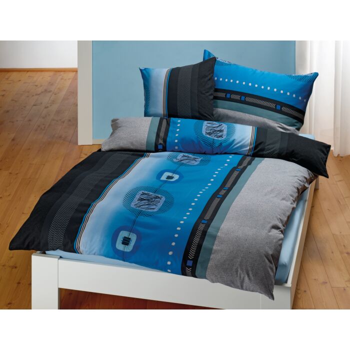 Draps-housses aux coloris assortis: ciel, gris clair