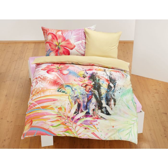 Parure de lit avec motif d'éléphants aux couleurs pimpantes main product photo