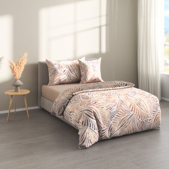 Linge de lit orné d'un élégant motif de feuilles