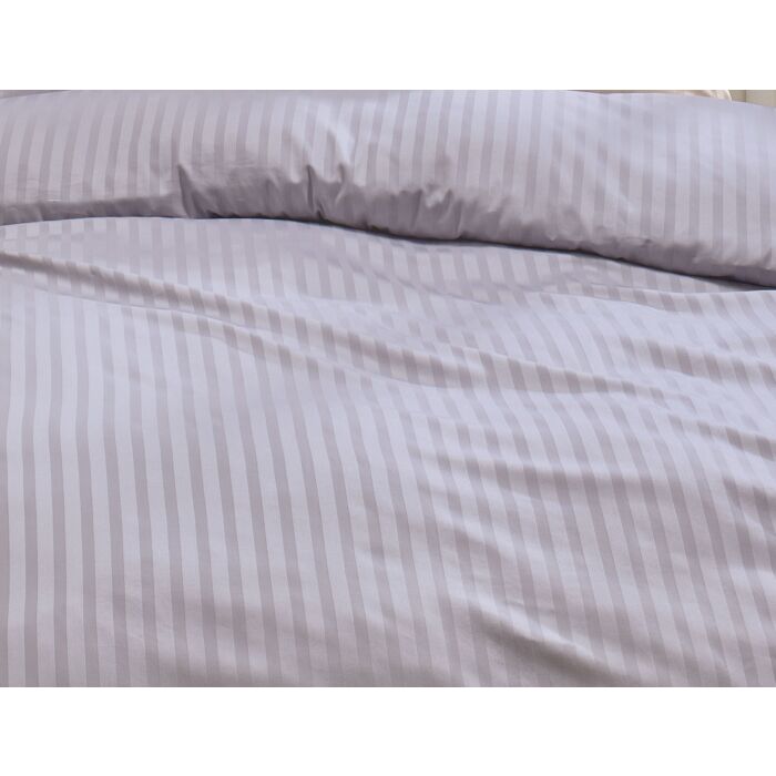 Linge de lit en satin bio uni à rayures
