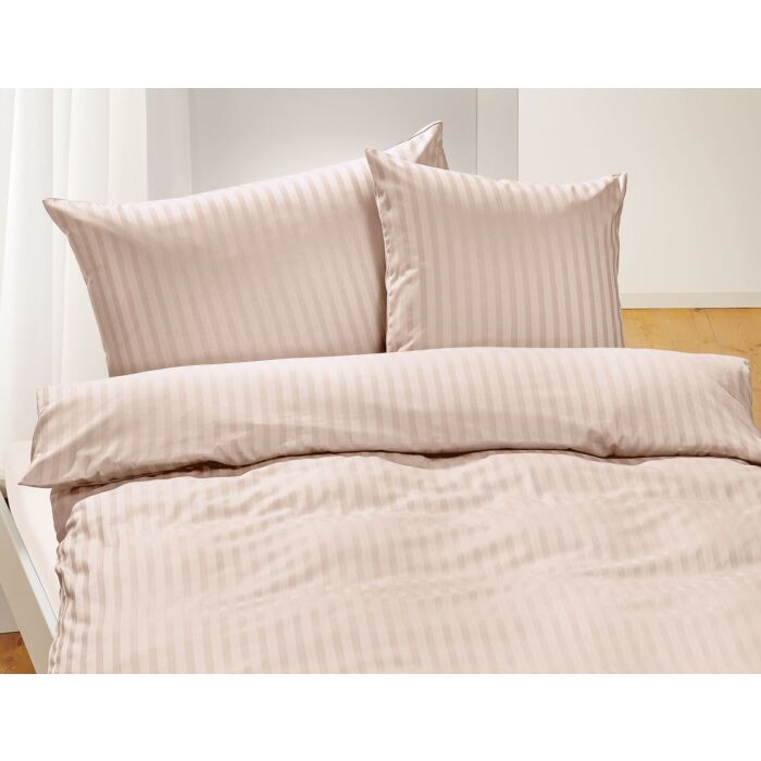 Linge de lit en satin bio uni à rayures