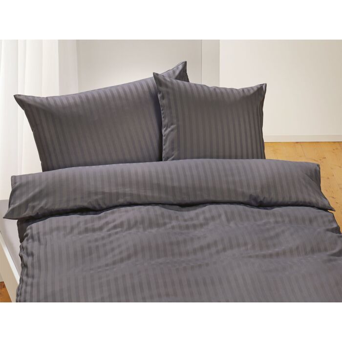 Linge de lit en satin bio uni à rayures