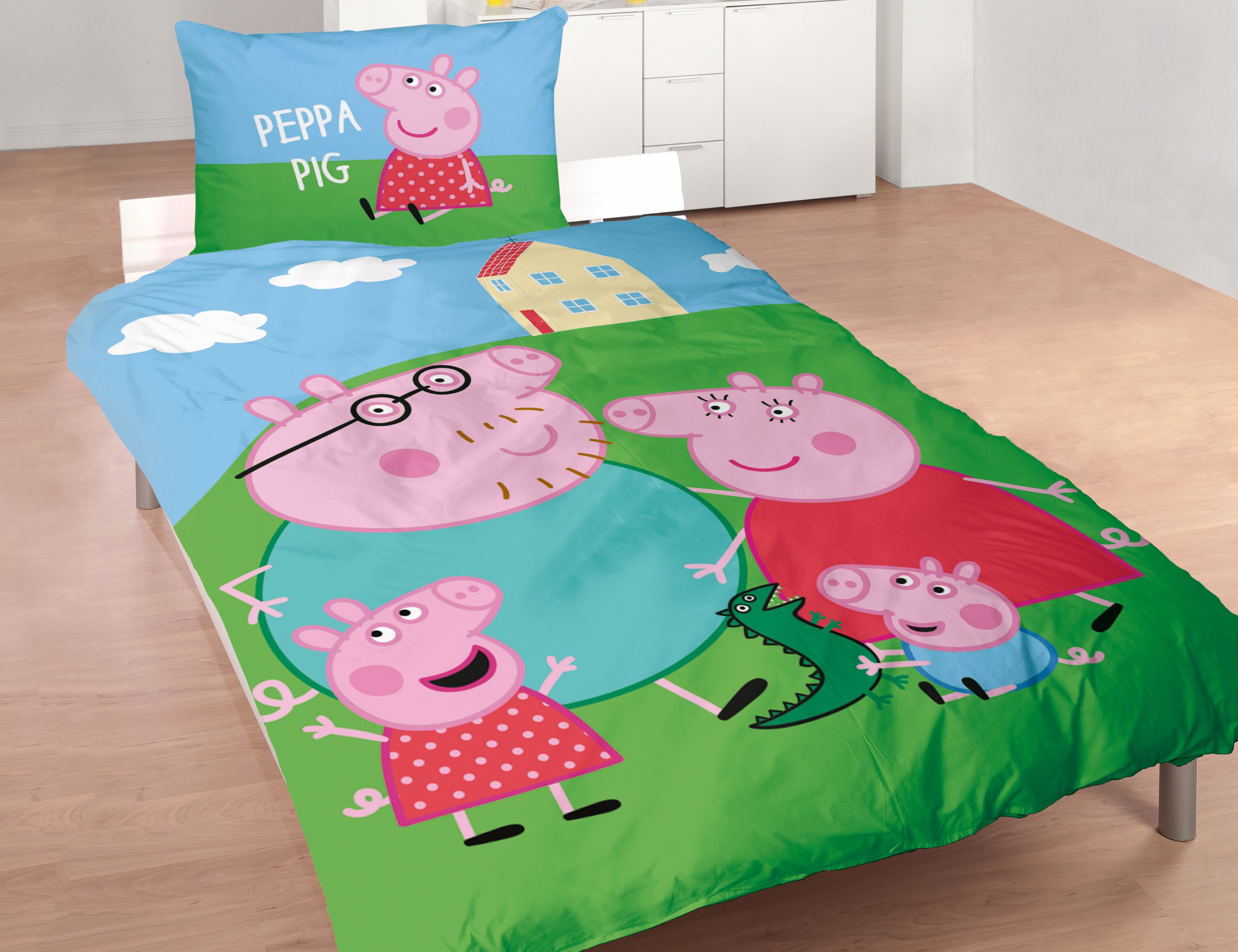 Parure De Lit Avec Peppa Pig Devant Sa Maison Sur La Colline Linge De Lit Ch Parure De Lit Avec Peppa Pig Devant Sa Maison Sur La Colline Linge De Lit Ch